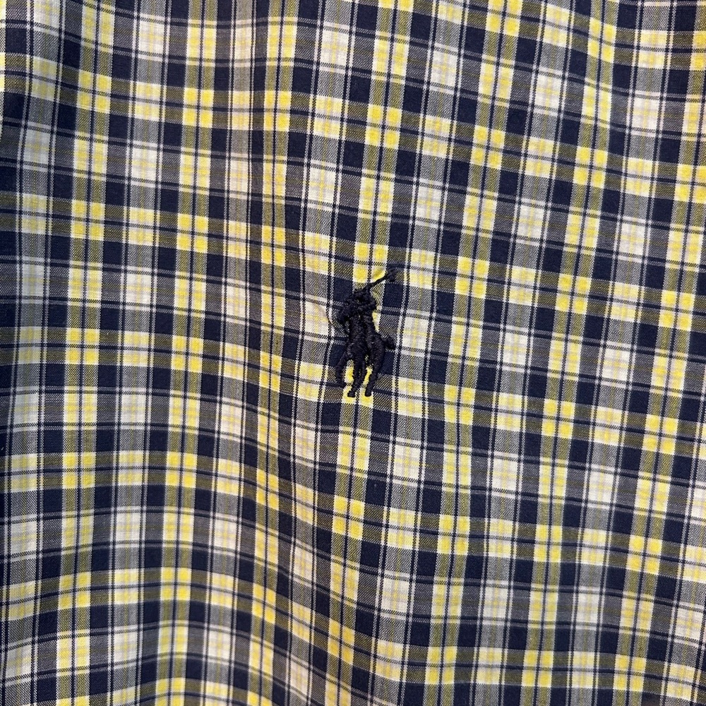 Ralph Lauren Blake Men's Yellow and Blue Checkered Shirt